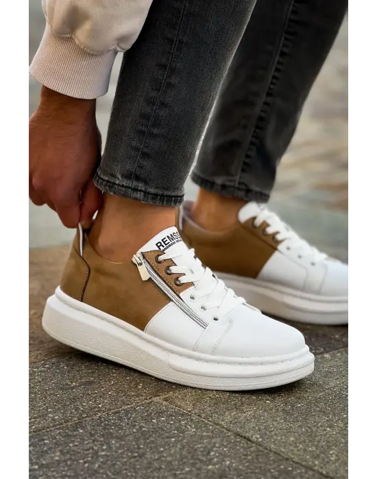 RS601 - Lüx Süet Erkek Ayakkabı Beyaz/Vızon