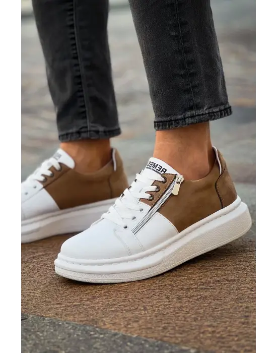 RS601 - Lüx Süet Erkek Ayakkabı Beyaz/Vızon