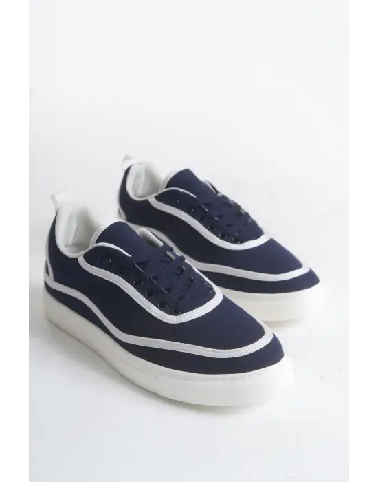 RS625 - Keten Erkek Spor Ayakkabı Lacivert Beyaz