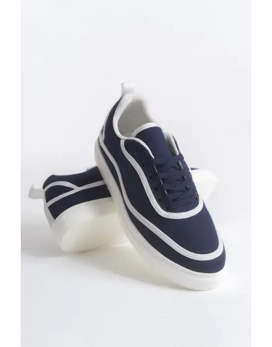 RS625 - Keten Erkek Spor Ayakkabı Lacivert Beyaz