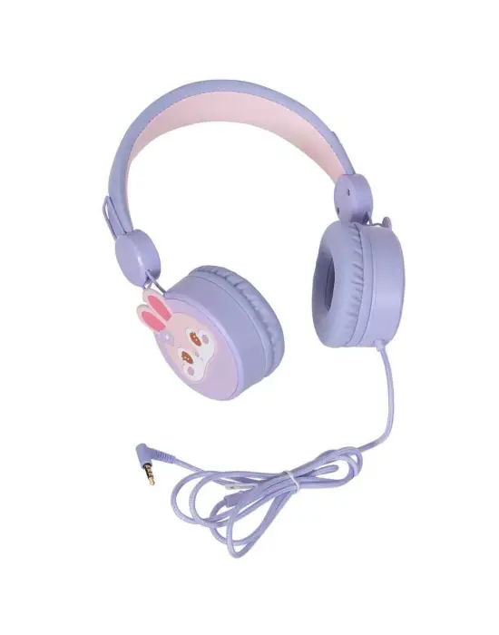 S0000007 -SUN-GLE-ECH-KULAKLIK MİKROFONLU KABLOLU TAVŞAN RESİMLİ LİLA