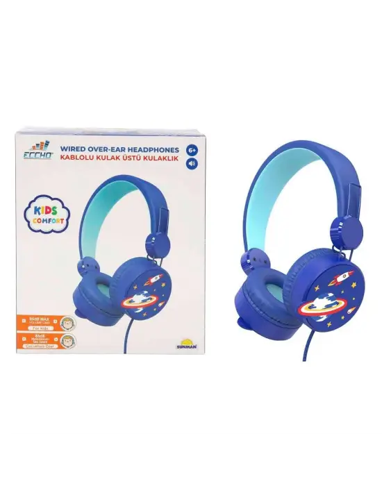 S02002604 -SUN-GLE-ECH-KULAKLIK MİKROFONLU KABLOLU UZAY RESİMLİ MV.