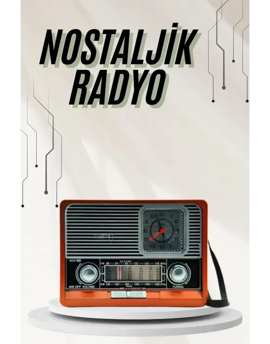 Saatli Fenerli Bluetooth Nostaljik Radyo Aux Sd Usb Girişli Bluetooth Hoparlör