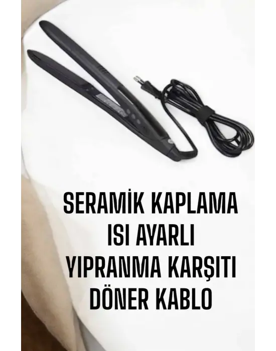 Saç Düzleştirici Isı Ayarlı Döner Kablo Yıpranma Karşıtı