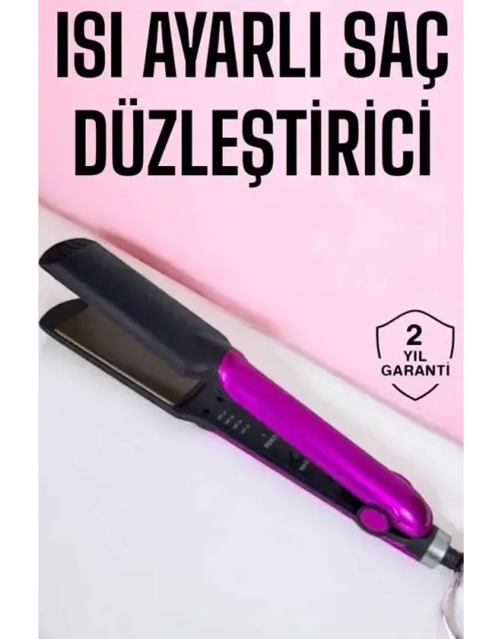 Saç Düzleştirici Isı Ayarlı Seramik Kaplama Döner Kablo Yıpranma Karşıtı