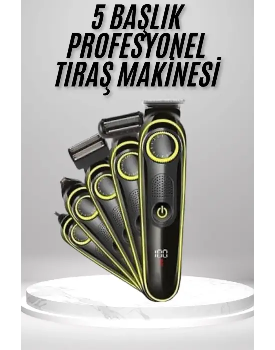 Saç Sakal Vücut Tıraş Makinesi 5in1 Kablosuz Burun Kulak Tıraş Makinesi