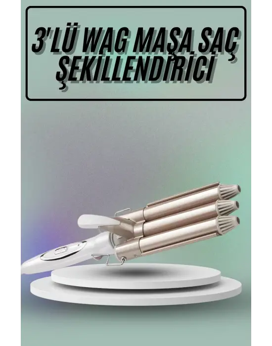 Saç Şekillendirici Wag Maşa Üçlü Yüksek Isı Ayarlı Seramik Kaplama