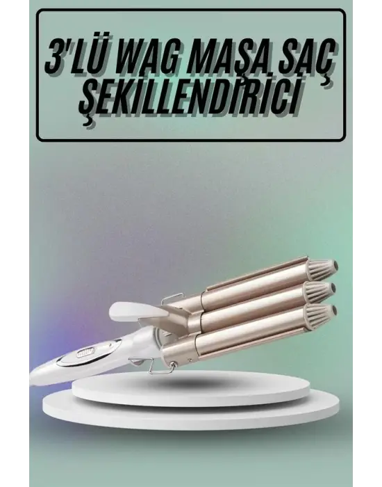 Saç Şekillendirici Wag Maşa Üçlü Yüksek Isı Ayarlı Seramik Kaplama