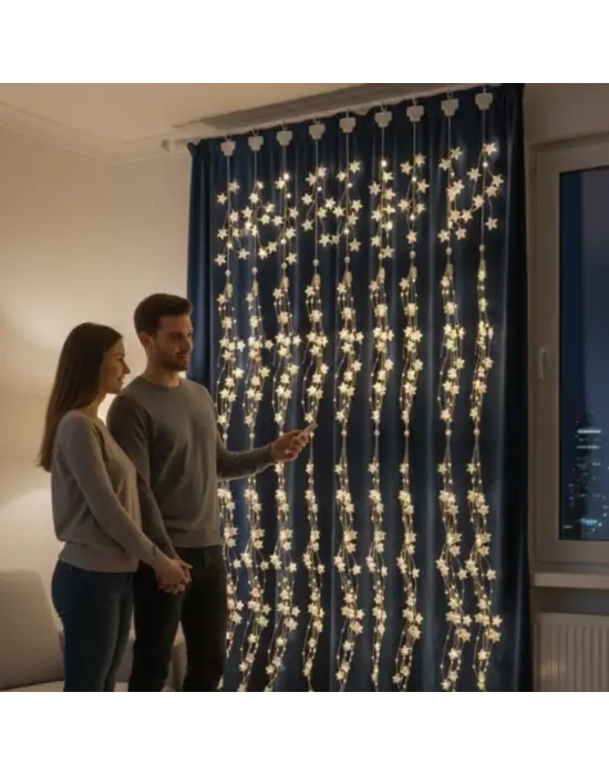 Saçaklı 3*3 Metre Yıldız Boncuklu Dekor Led USB Ev, Oda ve Organizasyon Dekoru hakkında ürün açıklaması