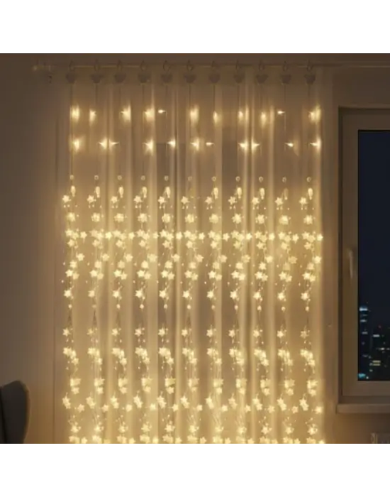 Saçaklı 3*3 Metre Yıldız Boncuklu Dekor Led USB Ev, Oda ve Organizasyon Dekoru hakkında ürün açıklaması