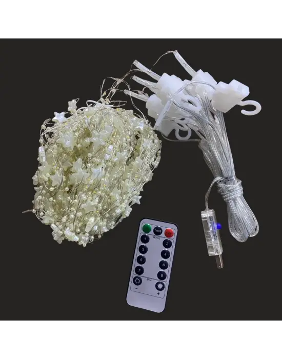 Saçaklı 3*3 Metre Yıldız Boncuklu Dekor Led USB Ev, Oda ve Organizasyon Dekoru hakkında ürün açıklaması