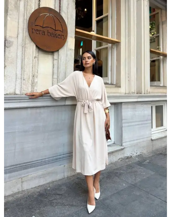 Omarı Elegan Siyah Midi Elbise