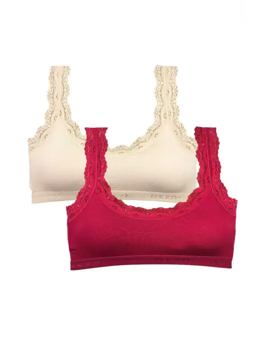 Omarı Etkileyici Dantel Nakışlı Bambu Kadın Büstiyer Seti