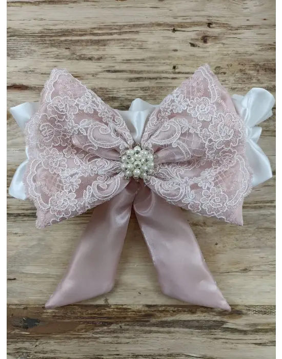 Zarif Taç Nakışlı İnci Ve Fiyonklu Kundak Bebek Battaniye