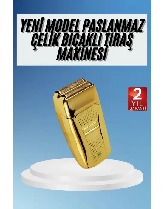 Sakal Kesme Tıraş Makinesi Paslanmaz Çelik Gold Şarjlı