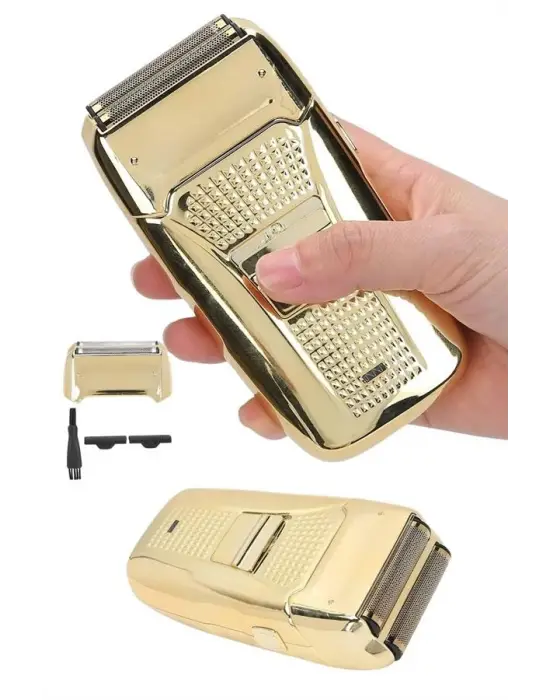 Sakal Kesme Tıraş Makinesi Paslanmaz Çelik Gold Şarjlı