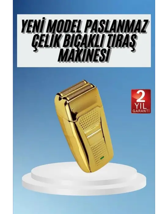 Sakal Kesme Tıraş Makinesi Paslanmaz Çelik Gold Şarjlı
