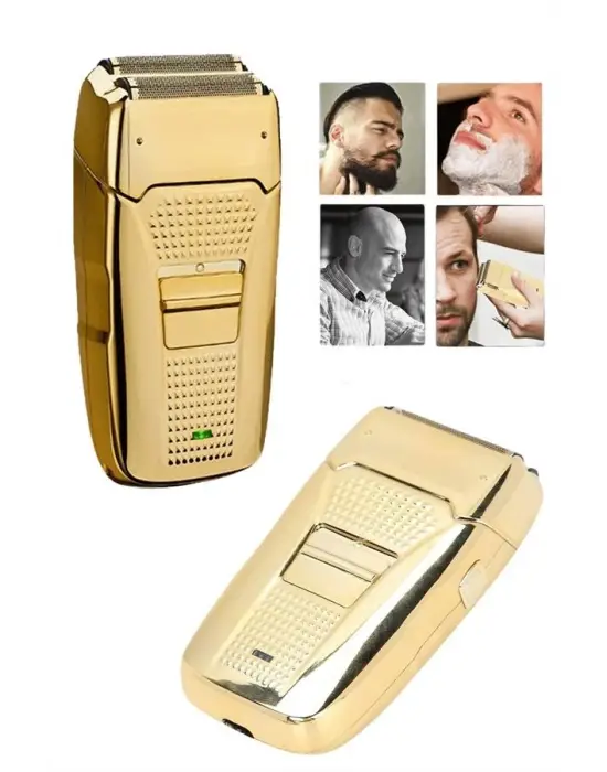 Sakal Kesme Tıraş Makinesi Paslanmaz Çelik Gold Şarjlı