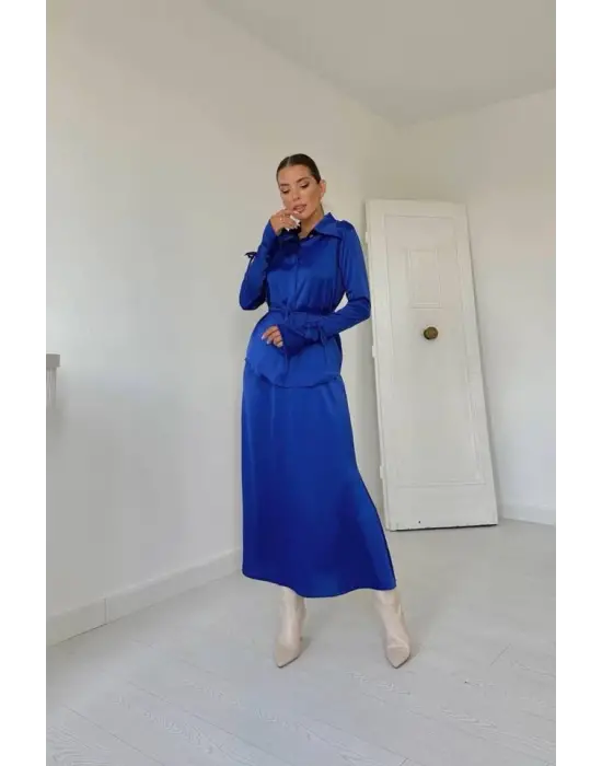 Omarı Biyeli Gömlek ve Etek Takımı