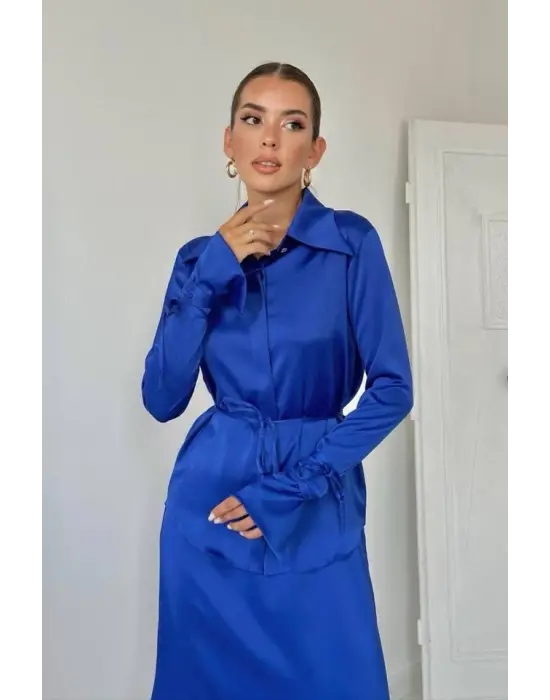 Omarı Biyeli Gömlek ve Etek Takımı