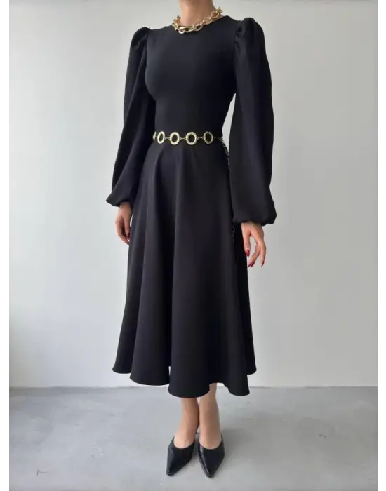 Omarı Zarif Balon Kol Elbise