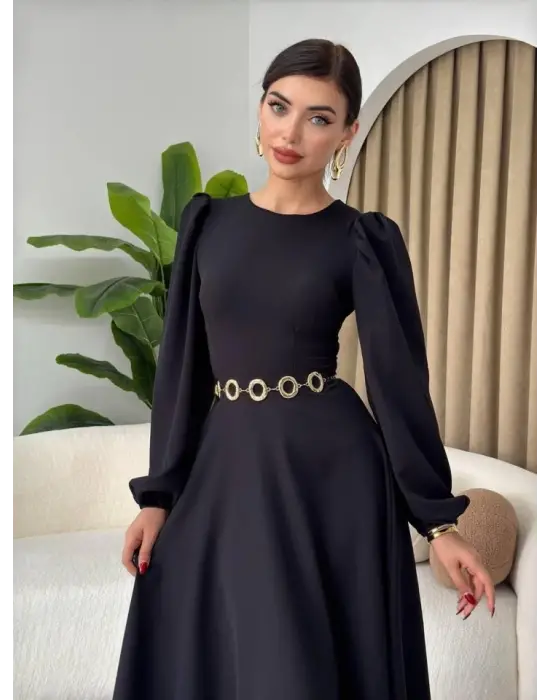 Omarı Zarif Balon Kol Elbise