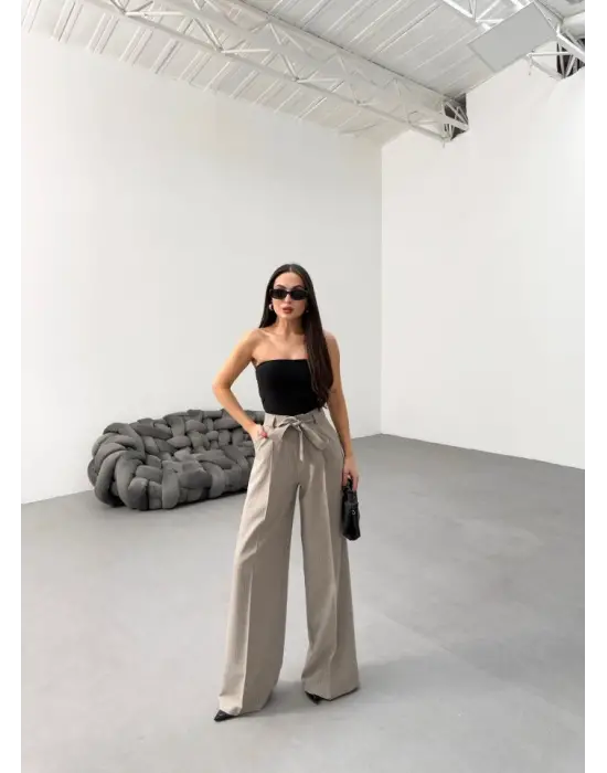 Sante Çi̇zgi̇li̇ Bel Kuşakli Palazzo Pantolon