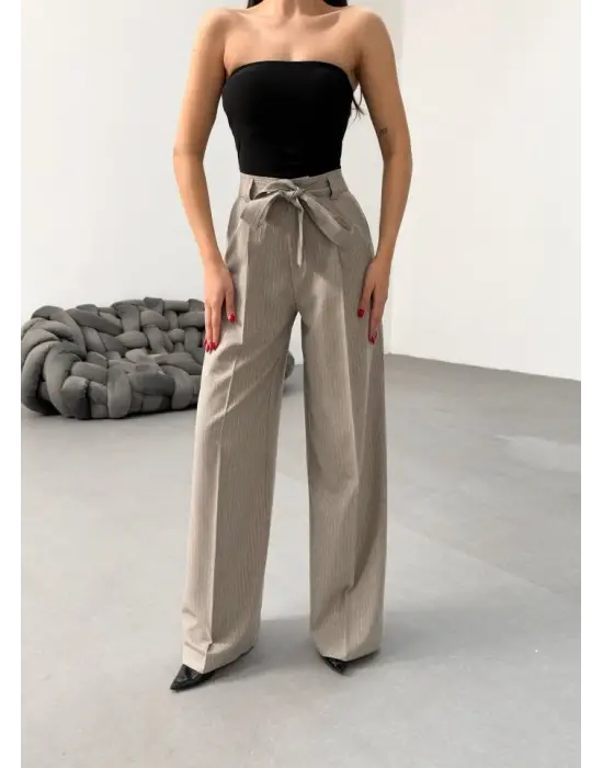 Sante Çi̇zgi̇li̇ Bel Kuşakli Palazzo Pantolon