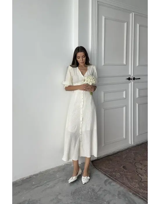 Sarı Arka Ve Bel Ucu Gipeli Elbise