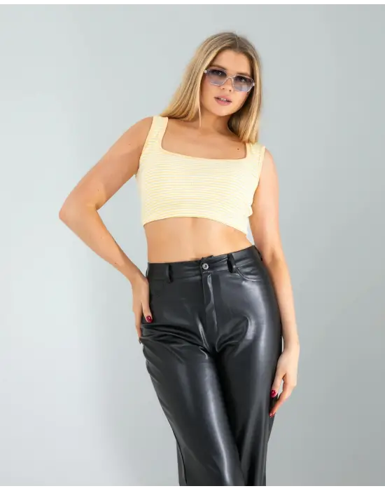 Yenilikçi Sarı Crop Üst