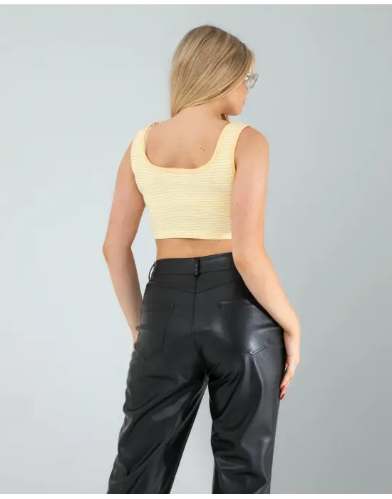 Yenilikçi Sarı Crop Üst