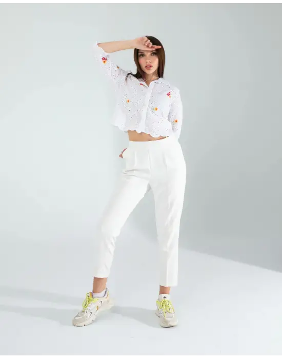 Omarı İşlemeli Fisto Gömlek - Göz Alıcı Sarı Detaylar