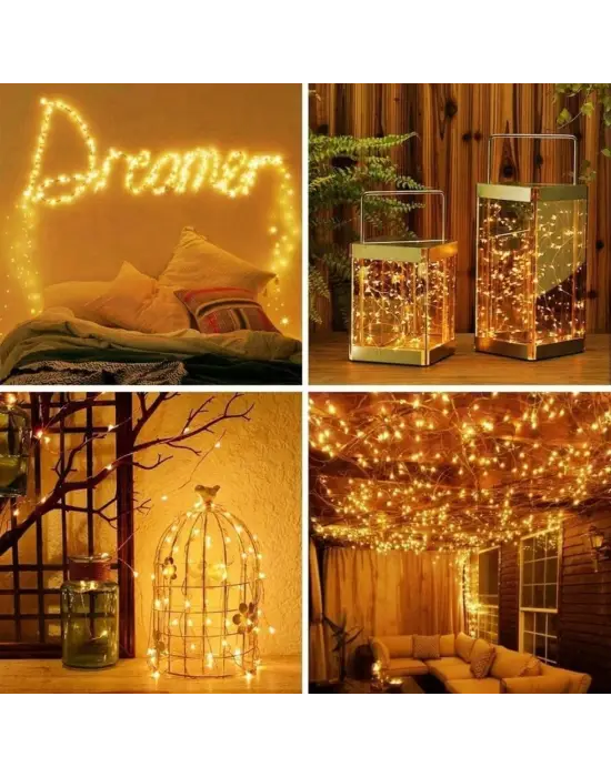 Sarı Peri LED Flaşlı Işık – 10 Metre Dekoratif Oda ve Organizasyon Aydınlatması