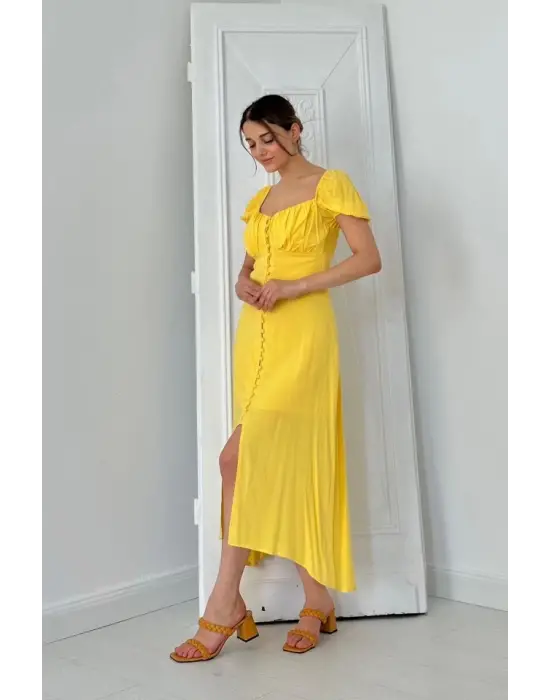 Sarı Prenses Yaka Elbise