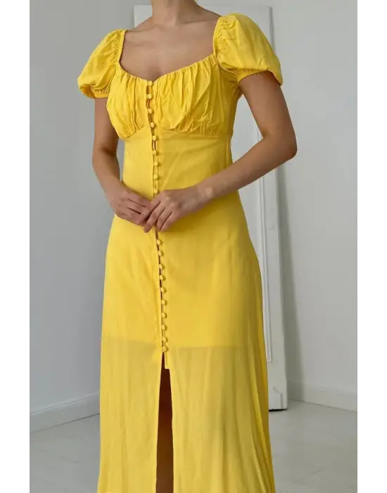 Sarı Prenses Yaka Elbise