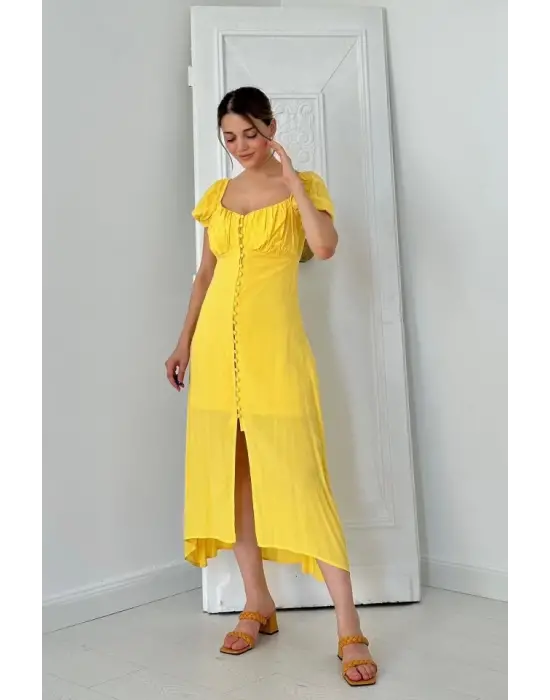 Sarı Prenses Yaka Elbise