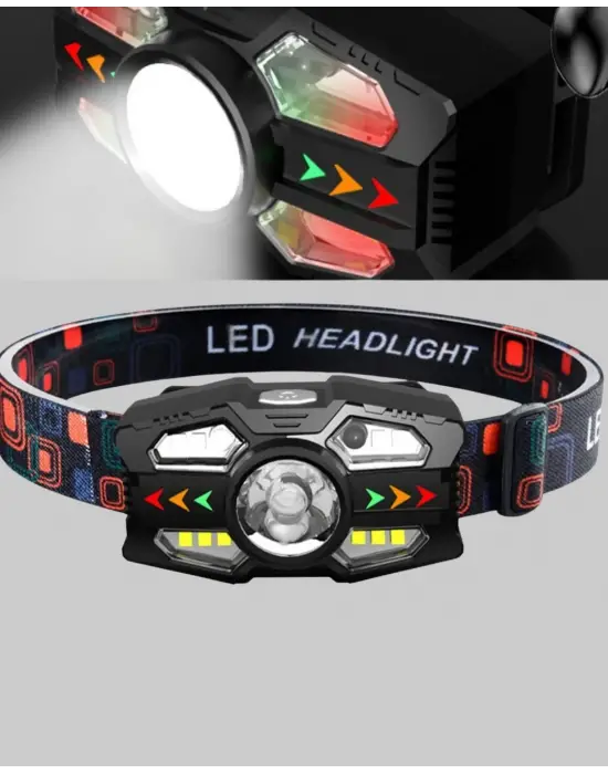 Şarj Edilebilir Led Far Hareket Sensörlü 5 Modlu Outdoor