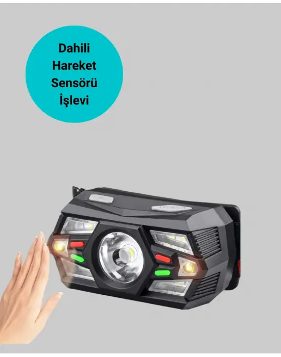 Şarj Edilebilir Led Far Hareket Sensörlü 5 Modlu Outdoor