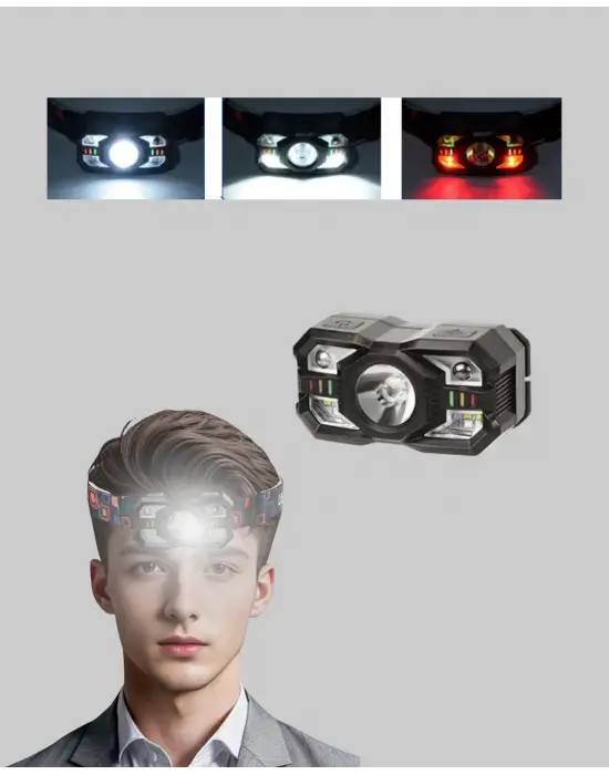 Şarj Edilebilir Led Far Hareket Sensörlü 5 Modlu Outdoor