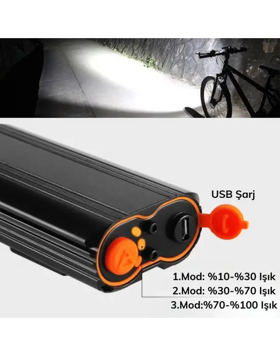 Omarı Su Geçirmez Yüksek Parlaklık Bisiklet Feneri - Lumen