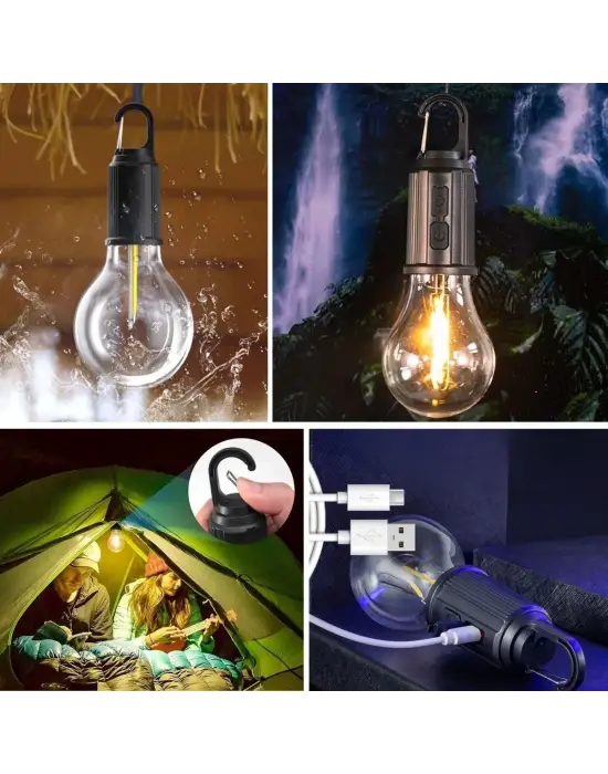 Şarj Olabilen 3 Farklı Mod Ledli Kendiliğinden Asma Kancalı Kamp,dış Cephe Lambası