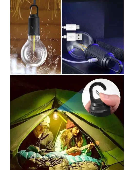 Şarj Olabilen 3 Farklı Mod Ledli Kendiliğinden Asma Kancalı Kamp,dış Cephe Lambası