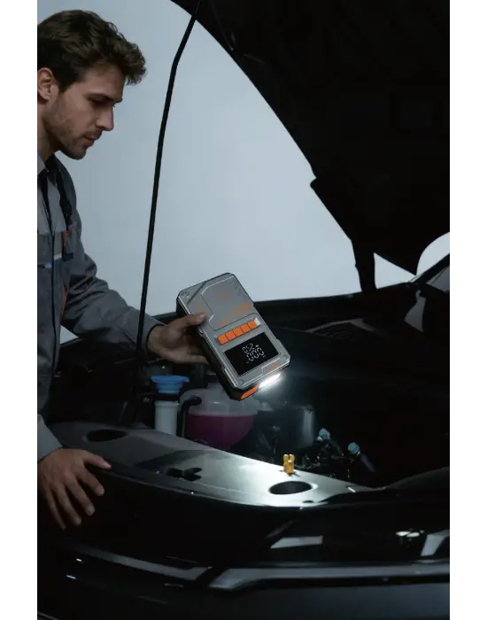 Şarjlı 10.000 Mah Akım Korumalı Taşınabilir Çanta Araç Akü Şarj Takviyeli Işıklı Hava Kompresörü Powerbankli