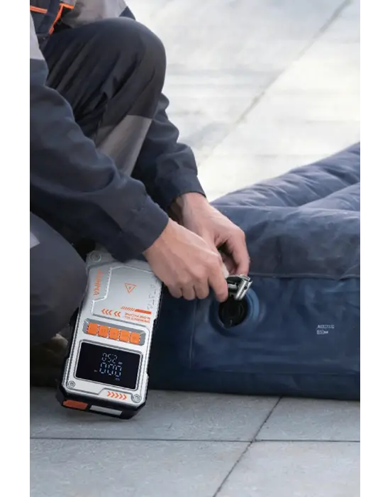 Şarjlı 10.000 Mah Akım Korumalı Taşınabilir Çanta Araç Akü Şarj Takviyeli Işıklı Hava Kompresörü Powerbankli