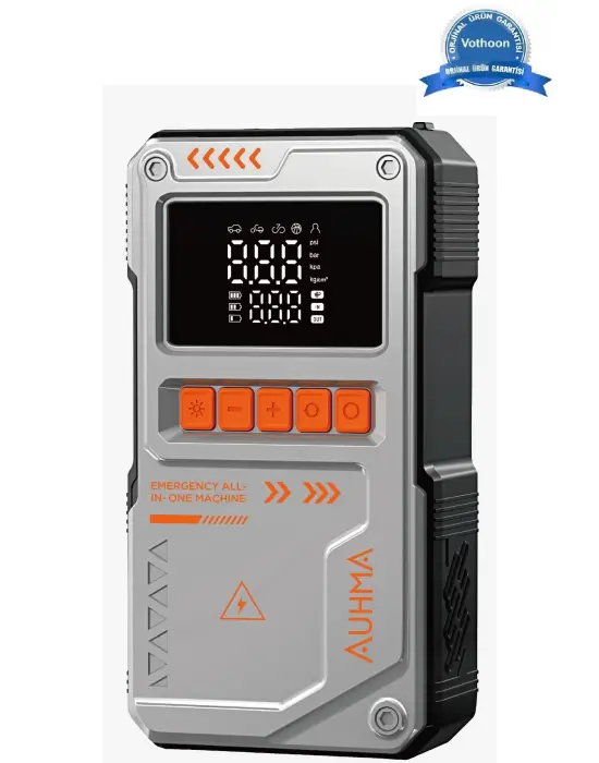 Şarjlı 10.000 Mah Akım Korumalı Taşınabilir Çanta Araç Akü Şarj Takviyeli Işıklı Hava Kompresörü Powerbankli