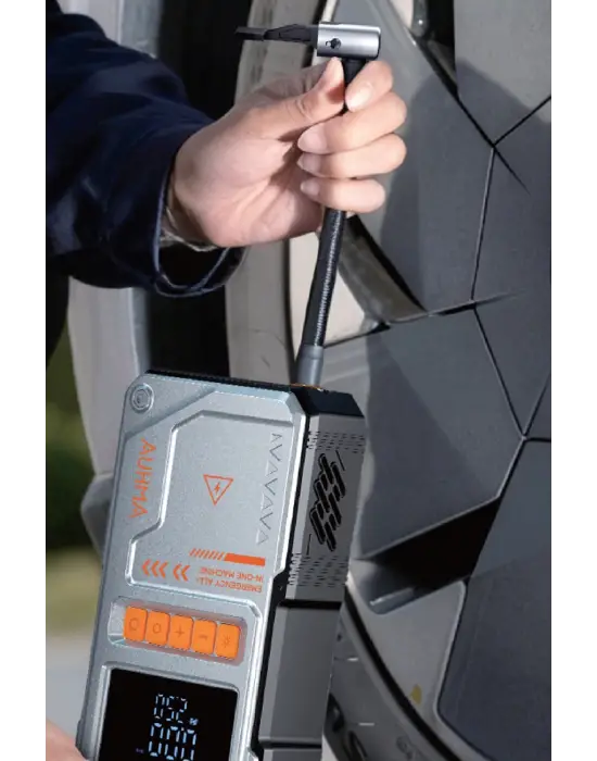 Şarjlı 10.000 Mah Akım Korumalı Taşınabilir Çanta Araç Akü Şarj Takviyeli Işıklı Hava Kompresörü Powerbankli