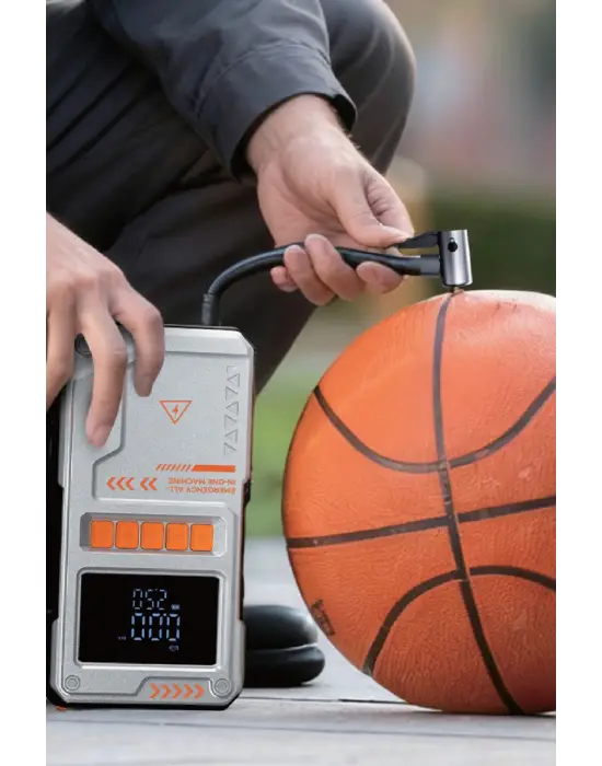 Şarjlı 10.000 Mah Akım Korumalı Taşınabilir Çanta Araç Akü Şarj Takviyeli Işıklı Hava Kompresörü Powerbankli