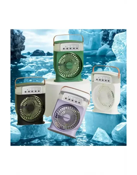 Şarjlı 600 Ml Su Hazneli Taşınabilir Masaüstü Vanilatör  Güçlü Fan Ve 2000 Mah Pil Beyaz