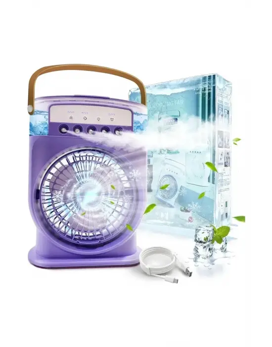 Şarjlı 600 Ml Su Hazneli Taşınabilir Masaüstü Vanilatör  Güçlü Fan Ve 2000 Mah Pil Yeşil