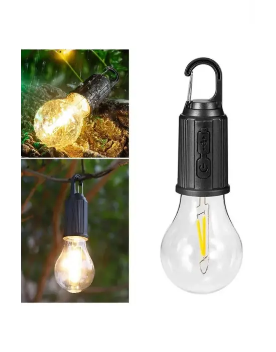 Şarjlı Aydınlatma Ampul Tasarımlı Ambians Işık Askılı Kamp Lambası